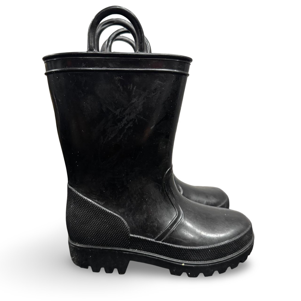 Toddler Rain Boots Black Waterproof Pull On Rubber Boots Size US 8 EU 25